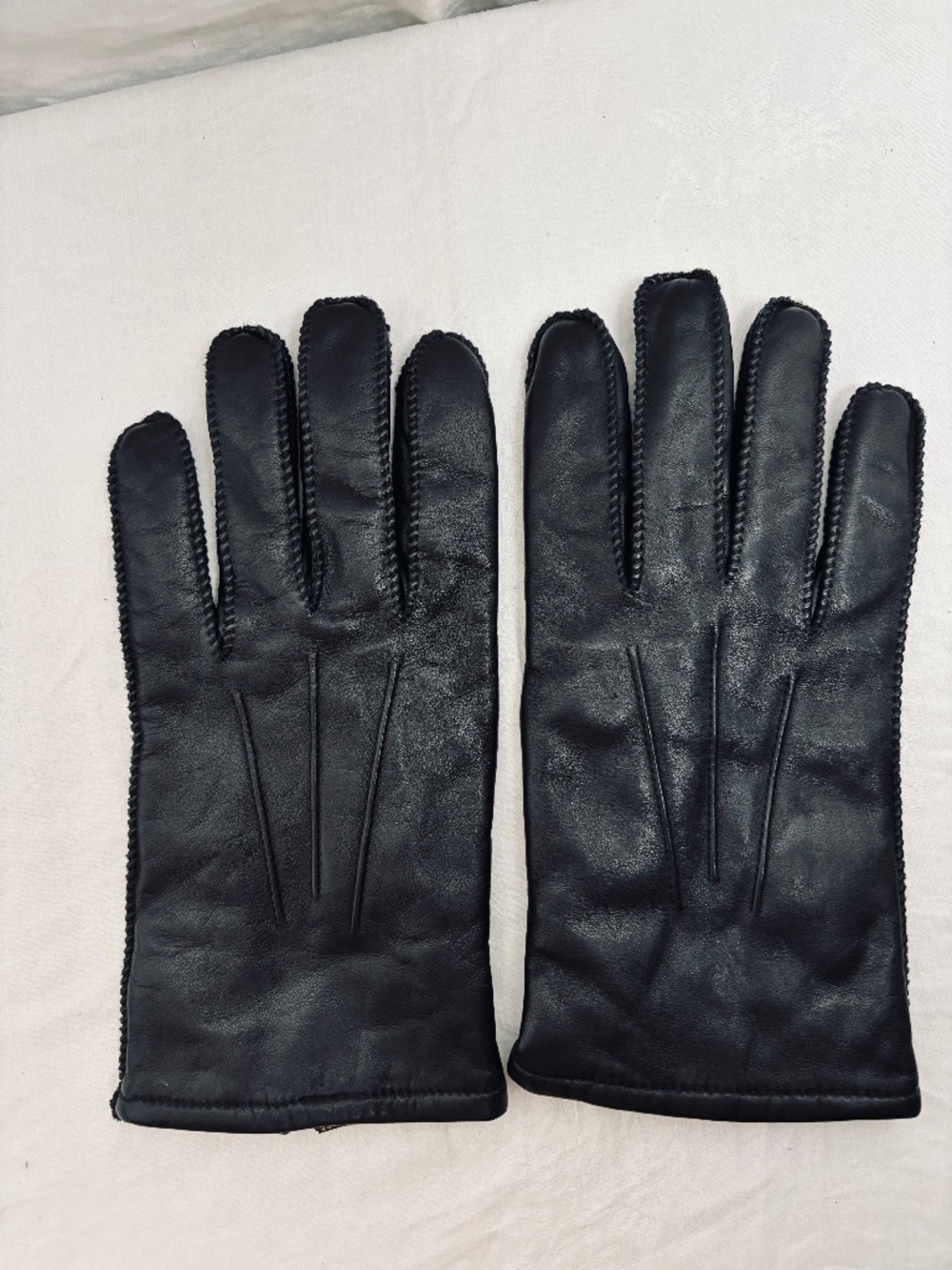 Fownes Bros. Vintage Black Leather Lined Dress Gloves Sz. M/L